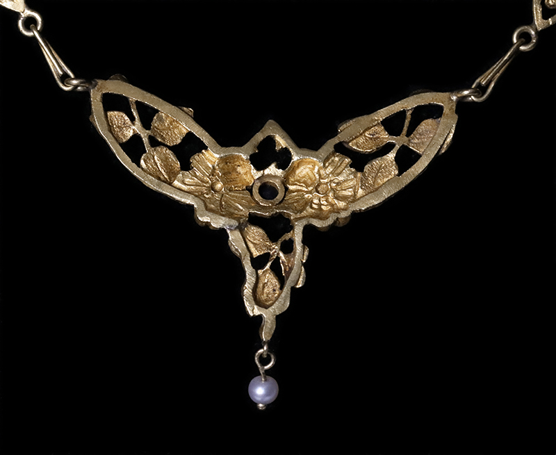 アールヌーヴォー ダイヤモンド パール エナメル 14K フラワー